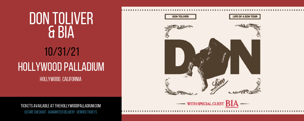 Don Toliver & Bia at Hollywood Palladium tickets Don Toliver & Bia at Hollywood Palladium